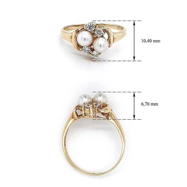 Nhẫn vàng đính ngọc trai và đá zircon