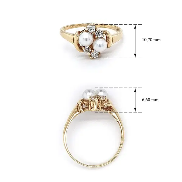 Nhẫn vàng đính ngọc trai và đá zircon