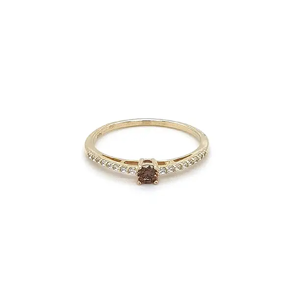 Nhẫn vàng với đá Záhněda và Zircon