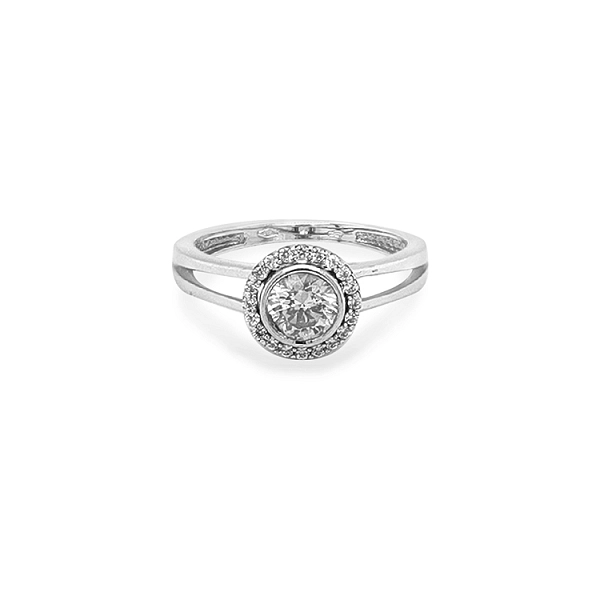 Nhẫn đính hôn bằng vàng với đá zircon
