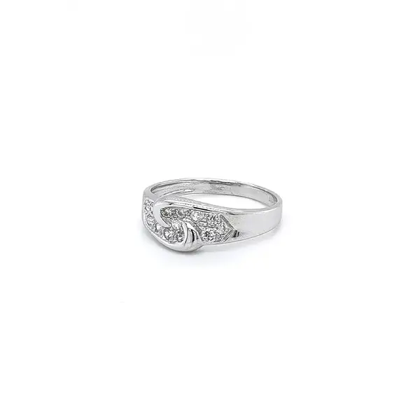 Nhẫn vàng trắng đính đá zircon trắng