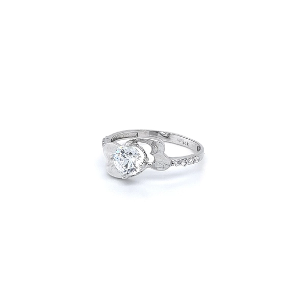 Nhẫn vàng trắng đính đá zircon trắng