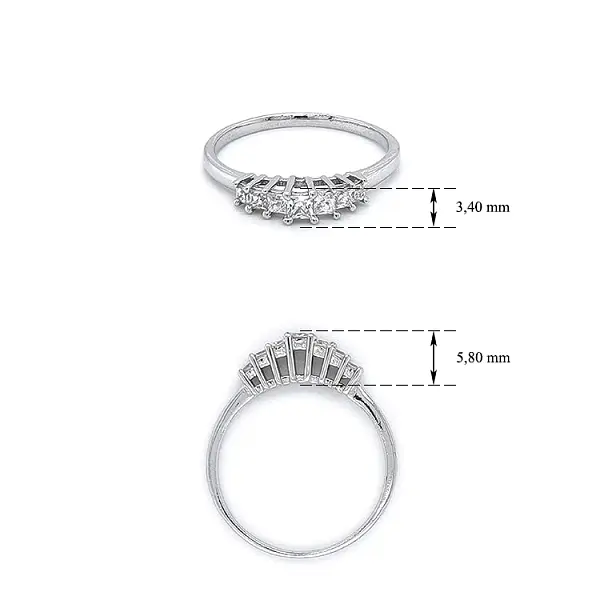 Nhẫn vàng trắng đính đá zircon trắng