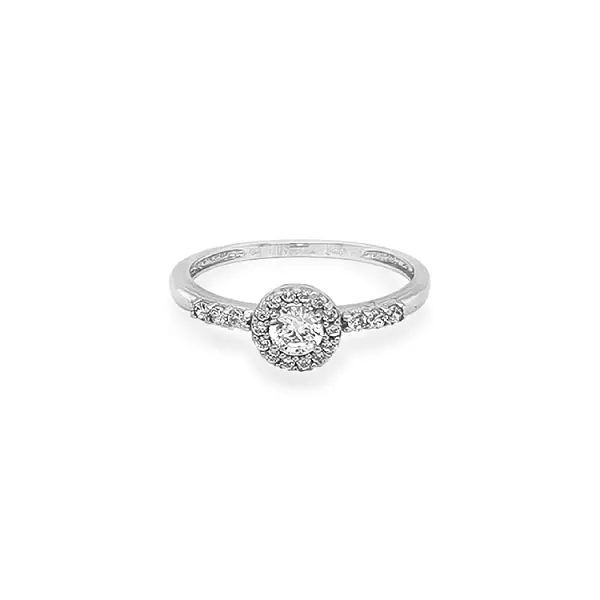 Nhẫn đính hôn bằng vàng với đá zircon