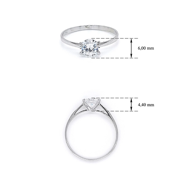 Nhẫn đính hôn bằng vàng trắng và zircon