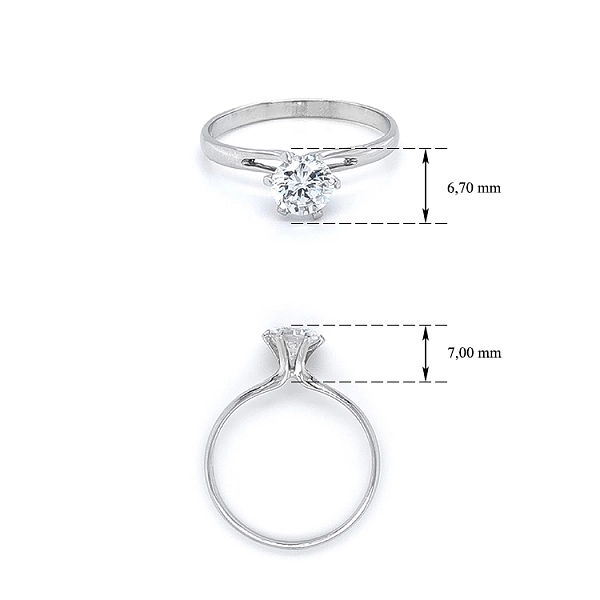 Nhẫn đính hôn bằng vàng trắng và zircon