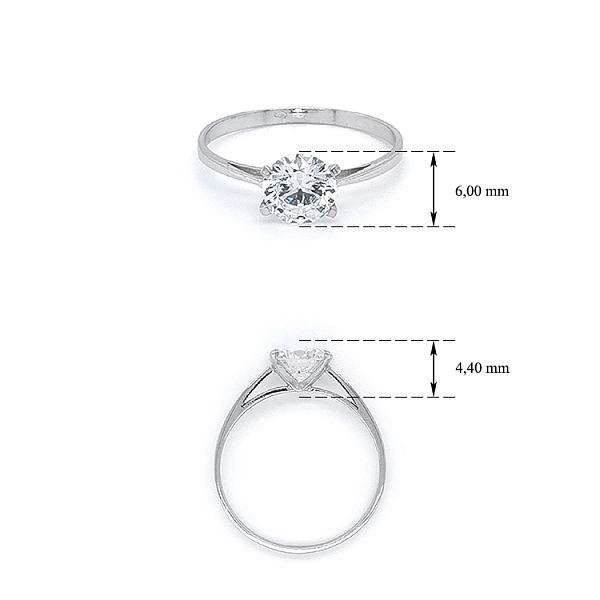 Nhẫn đính hôn bằng vàng trắng và zircon