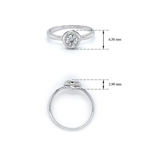 Nhẫn đính hôn bằng vàng trắng và zircon