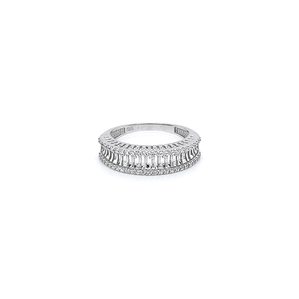 Nhẫn vàng trắng đính đá zircon trắng