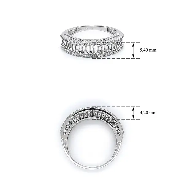 Nhẫn vàng trắng đính đá zircon trắng