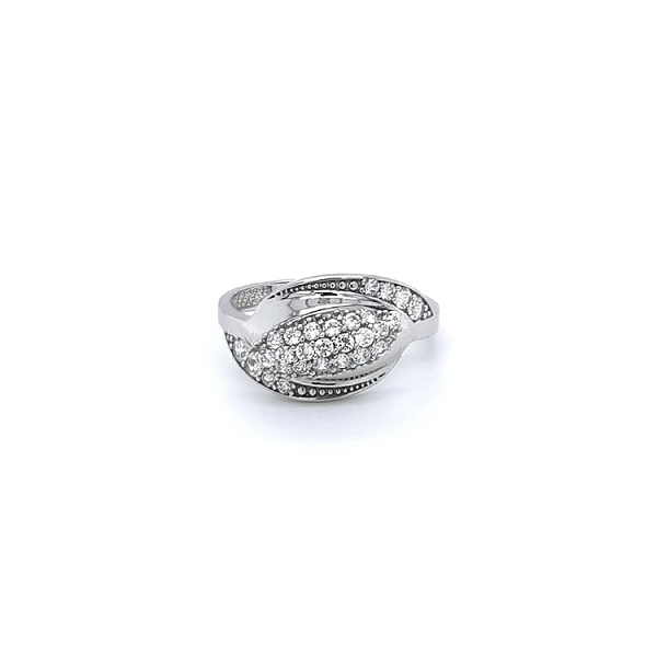 Nhẫn vàng trắng đính đá zircon trắng