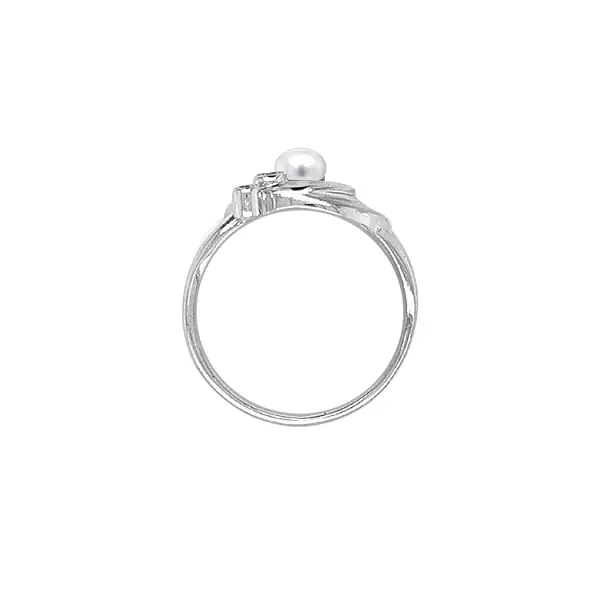 Nhẫn vàng đính ngọc trai và đá zircon