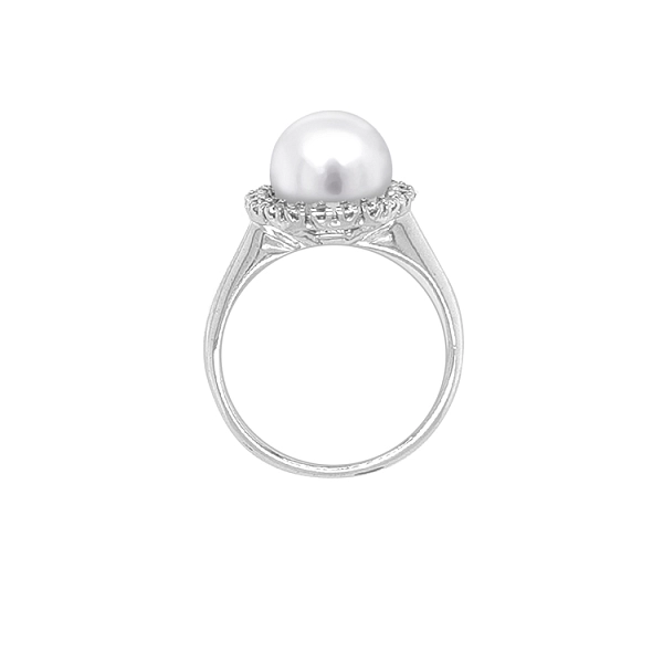 Nhẫn vàng đính ngọc trai và đá zircon