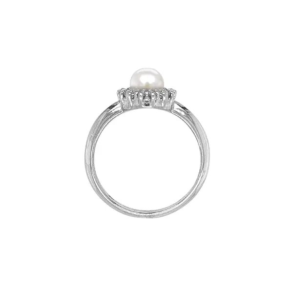 Nhẫn vàng đính ngọc trai và đá zircon