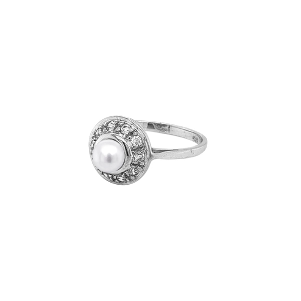 Nhẫn vàng đính ngọc trai và đá zircon