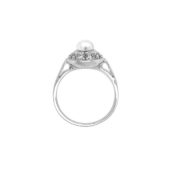 Nhẫn vàng đính ngọc trai và đá zircon