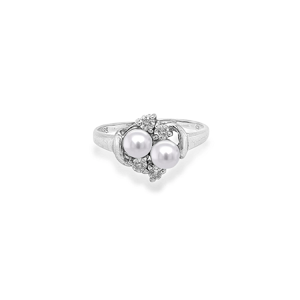 Nhẫn vàng đính ngọc trai và đá zircon