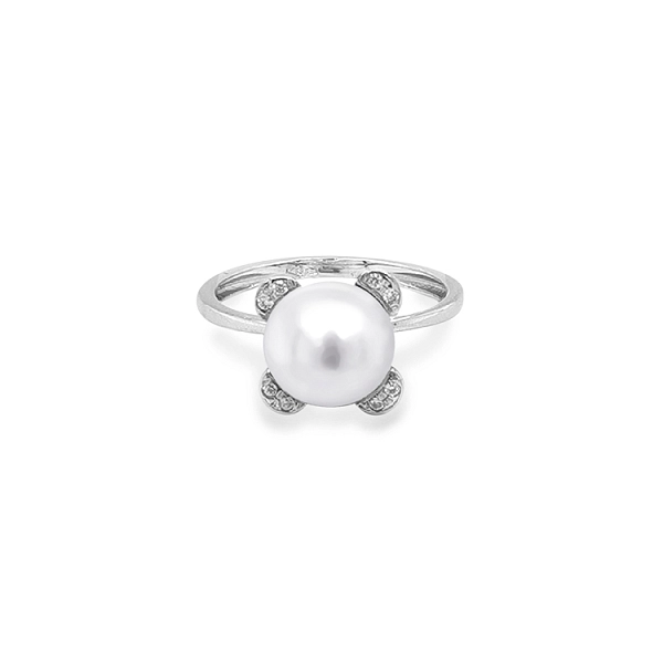 Nhẫn vàng đính ngọc trai và đá zircon
