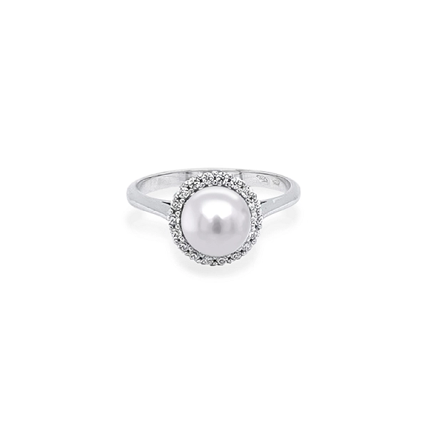 Nhẫn vàng đính ngọc trai và đá zircon