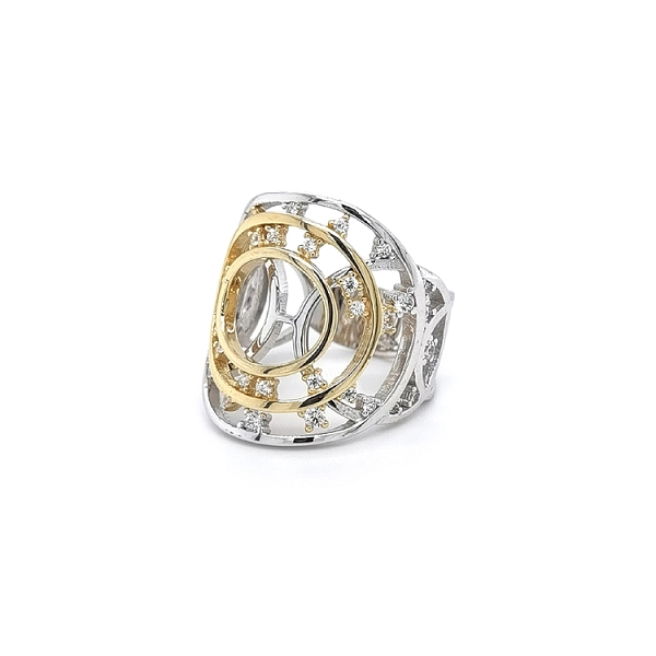 Nhẫn kết hợp vàng và zirconia