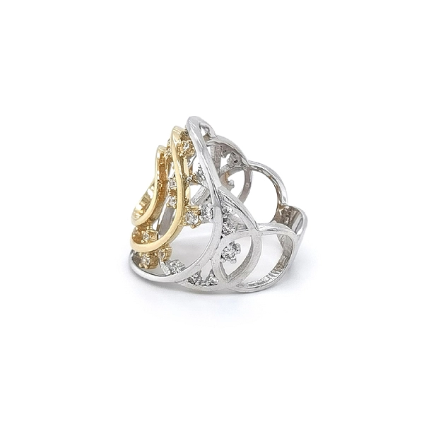 Nhẫn kết hợp vàng và zirconia