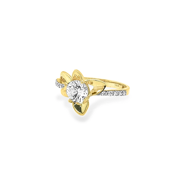 Nhẫn vàng hình hoa với đá zircon