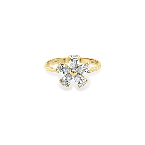 Nhẫn vàng hình hoa với đá zircon