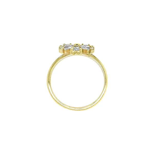 Nhẫn vàng hình hoa với đá zircon