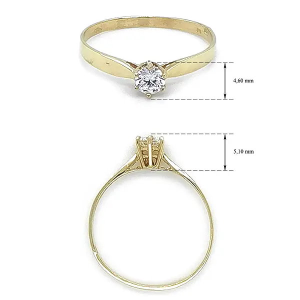 Nhẫn đính hôn bằng vàng với đá zircon