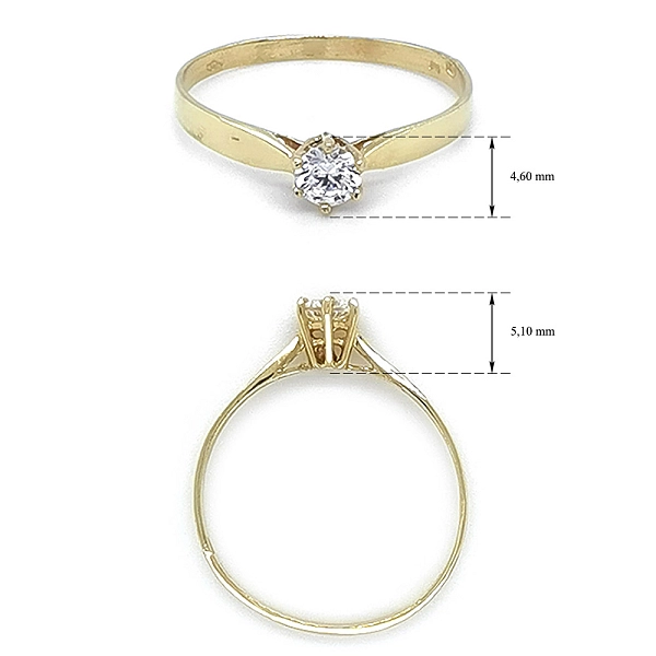 Nhẫn đính hôn bằng vàng với đá zircon