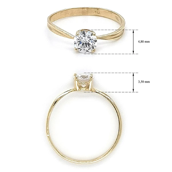 Nhẫn đính hôn bằng vàng với đá zircon