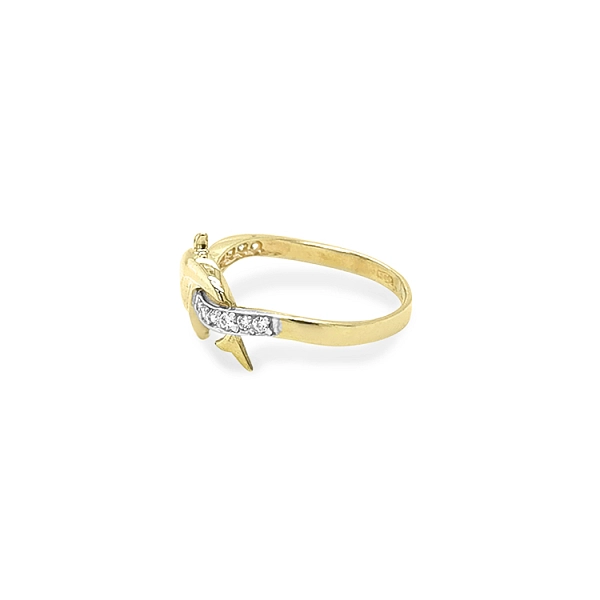 Nhẫn vàng hình cá heo đính đá zircon