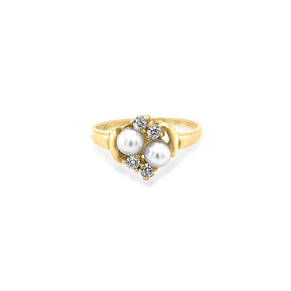 Nhẫn vàng đính đá zircon và ngọc trai