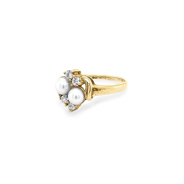 Nhẫn vàng đính đá zircon và ngọc trai