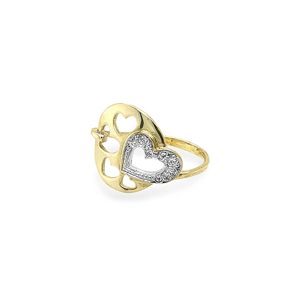 Nhẫn vàng với đá zircon hình trái tim