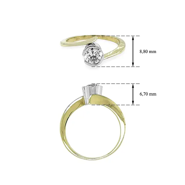 Nhẫn đính hôn bằng vàng có đá cubic zirconia