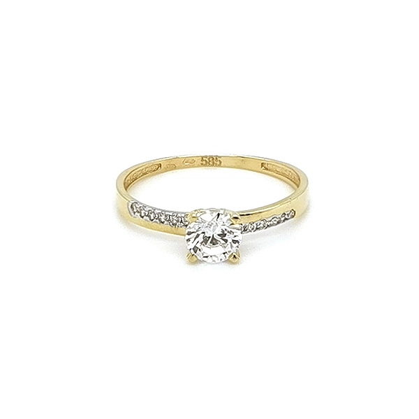 Nhẫn đính hôn bằng vàng với đá zircon
