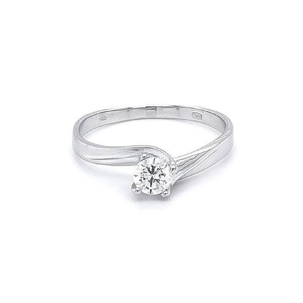 Nhẫn đính hôn bằng vàng trắng và zircon
