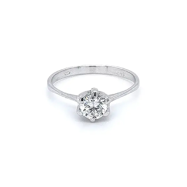 Nhẫn đính hôn bằng vàng trắng và zircon