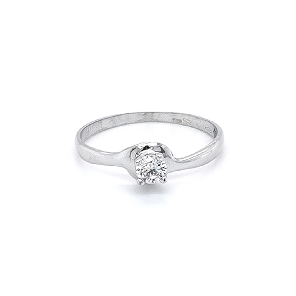 Nhẫn đính hôn bằng vàng trắng và zircon