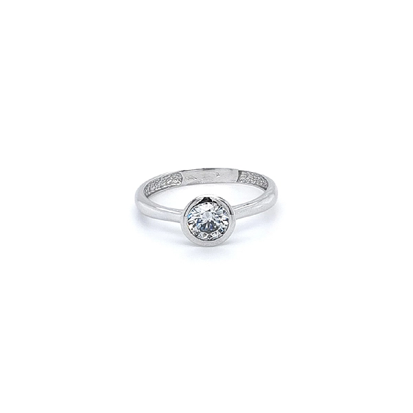 Nhẫn đính hôn bằng vàng trắng và zircon