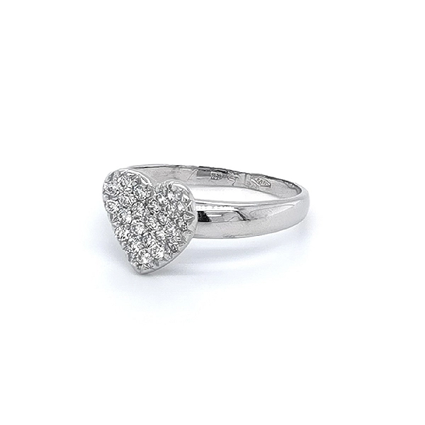 Nhẫn hình trái tim với đá zircon trắng và vàng trắng