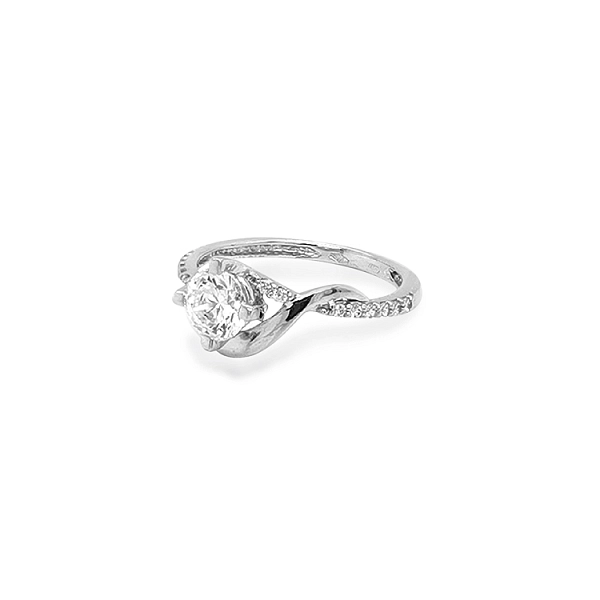 Nhẫn đính hôn bằng vàng với đá zircon