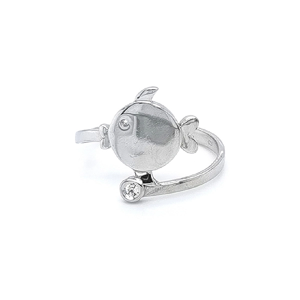 Cá vòng với đá zircon trắng vàng