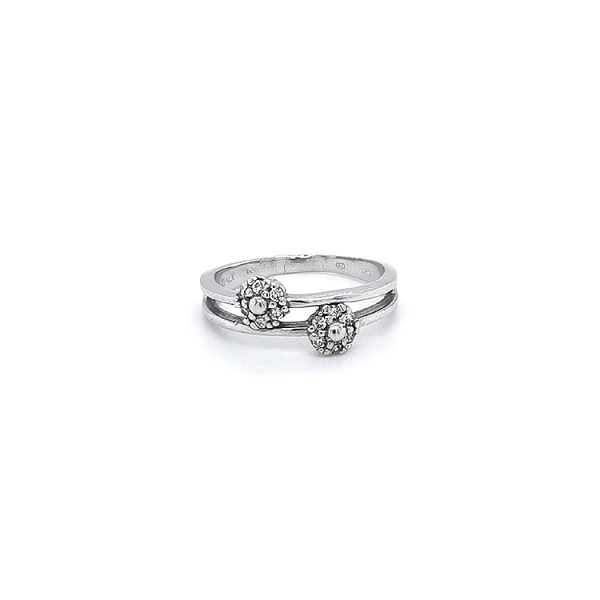 Nhẫn vàng trắng đính đá zircon trắng
