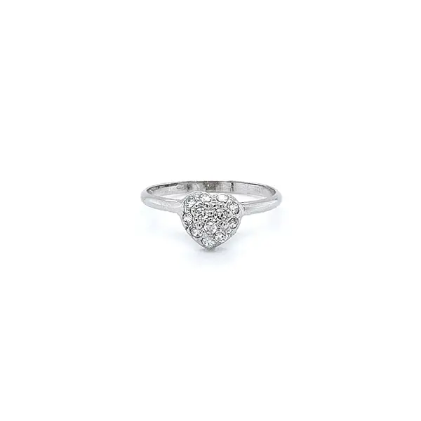 Nhẫn hình trái tim với đá zircon trắng và vàng trắng