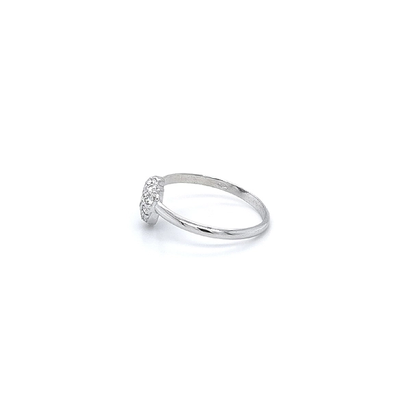 Nhẫn hình trái tim với đá zircon trắng và vàng trắng