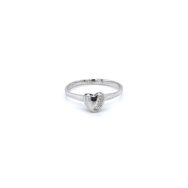 Nhẫn hình trái tim với vàng trắng và đá zircon