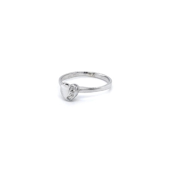 Nhẫn hình trái tim với vàng trắng và đá zircon