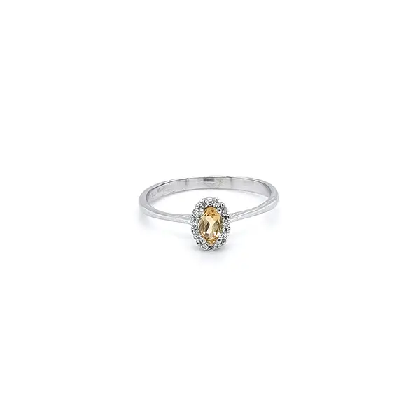 Nhẫn đính đá Citrine từ vàng trắng